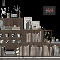 Wooden Multi Layer Bookshelf In Warm Room With Books Decorations Table Lamp And Wall Art