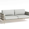 Sleek Modern Two Seater Sofa With Light Gray Geometric Pattern Fabric And Metal Frame 3d model