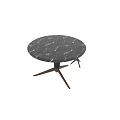 Elegant Round Black Marble Coffee Table with White Veins Three Legged Metal Copper Base