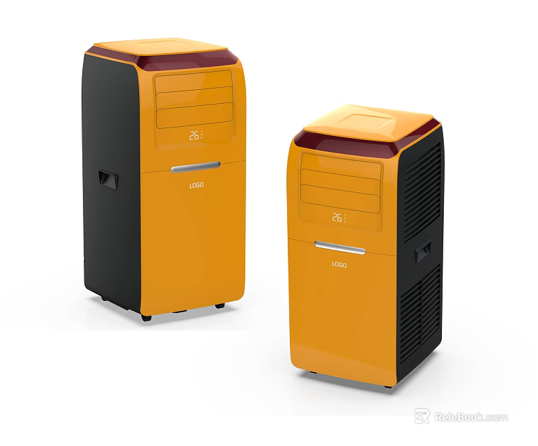 Portable Standing Air Cooler Fan with Yellow Black Color and Modern Design 3d model 