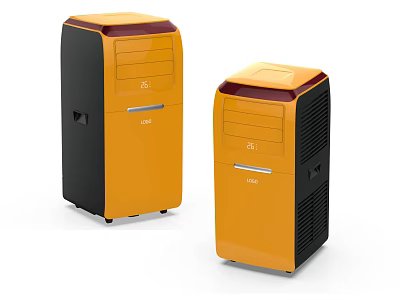 Portable Standing Air Cooler Fan with Yellow Black Color and Modern Design 3d model
