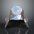 Shiny Silver Metallic Helmet With Round Transparent Top And Side Flaps