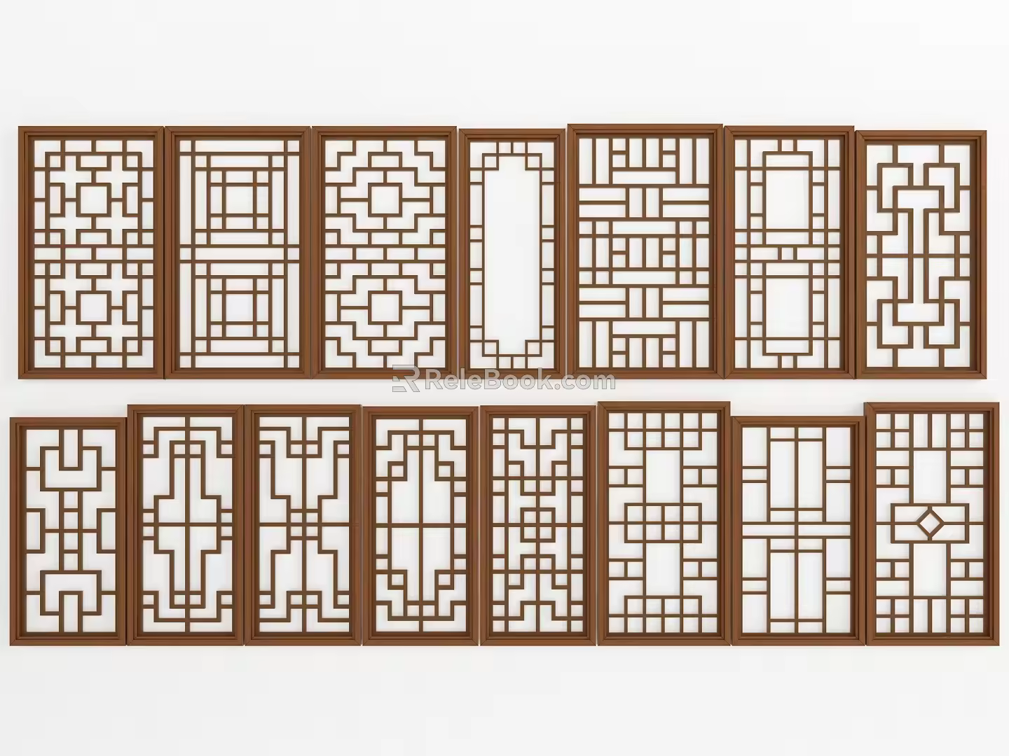 New Chinese-style openwork window component 3d model