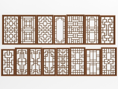 New Chinese-style openwork window component 3d model