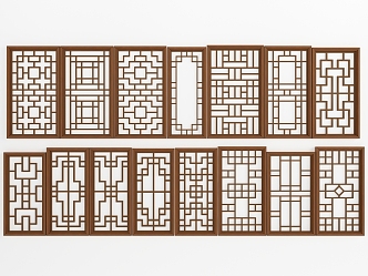 New Chinese-style openwork window component 3d model