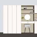 Modern White Wardrobe With Lighted Storage Dressing Table Mirror And Stool 3d model