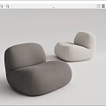 Modern Minimalist Single Sofa with Gray and Beige Upholstered Curved Design