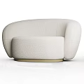 Modern Beige Single Sofa with Rounded Design Upholstered Fabric and Golden Base 3d model