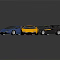 Colorful Sports Car Models With Blue Black And Yellow Stylish Designs