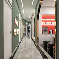 Modern Hair Salon Interior Design With Arched Mirrors Styling Chairs And Shiny Marble Floor