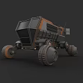 Black And Orange Planetary Exploration Rover With Large Wheels And Mechanical Design 3d model