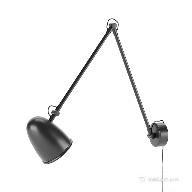 Black Modern Wall Lamp With Adjustable Arm And Dome Shade Design 3d model