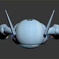 3D Model White Blue Robot Character with Pointed Ears Blue Eyes Standing Pose Design