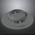 Modern Architectural Dome Structure Featuring Honeycomb Patterned Roof Circular Base and Glass Windows 3d model