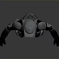 Modern Silver Black Armor In Standing Pose With Red Logo And Design