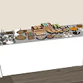 Assorted Desserts And Treats On White Tablecloth Buffet Display Table