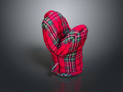 Red Plaid Quilted Oven Mitt For Kitchen Cooking And Baking Use 3d model