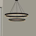 Modern Double Ring Chandelier with White Light and Dark Frame for Interior Room Design 3d model