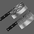 Fashionable Cutlery Set Including Two Knives With Striped And Speckled Patterns Black Handles White Dots
