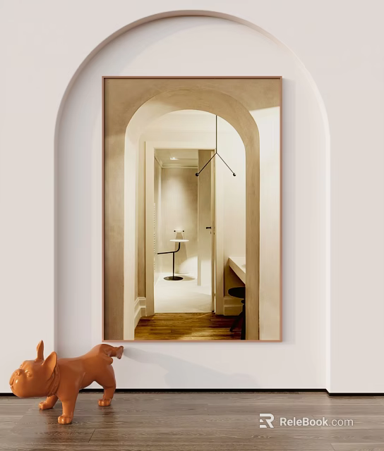 Interior Design With Archway Warm Color Scheme And Decorative Elements 3d model