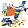 Lego Building Blocks Airplane Model With Orange Storage Box And Scattered Pieces