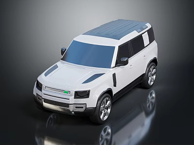 Modern White SUV with Dark Roof Green Front Accent Silver Wheels and Sleek Design 3d model