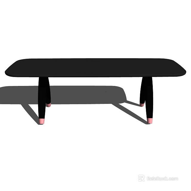Sleek Modern Coffee Table Featuring Black Tabletop And Pink Bottomed Legs 3d model 