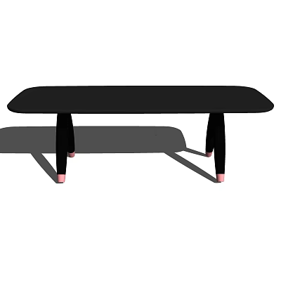 Sleek Modern Coffee Table Featuring Black Tabletop And Pink Bottomed Legs 3d model