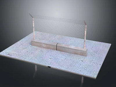 Metal Mesh Fence With Concrete Base On Platform Structure For Safety Protection 3d model