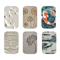 Various Decorative Square Carpets With Dandelion Koi Fish Lotus Wave Geometric Patterns 3d model