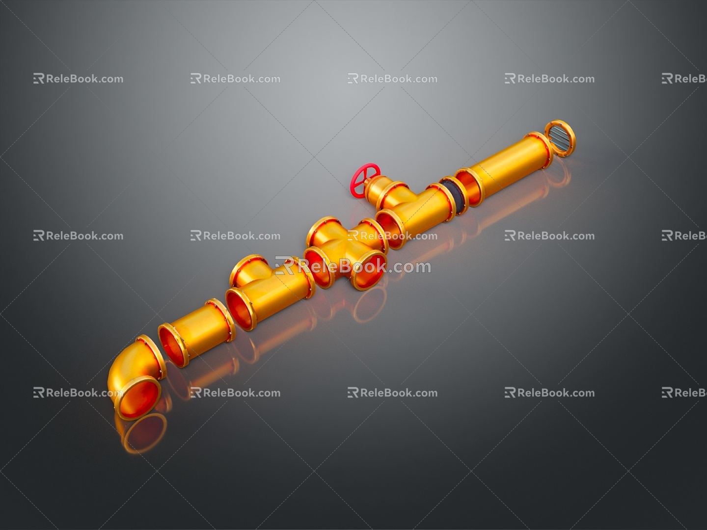 Pipe water pipe valve iron pipe fitting flange tee joint pipe water pipe valve 3d model