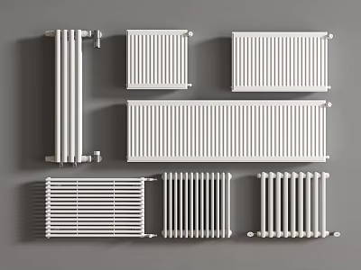 Modern White Radiators with Different Designs for Home Heating 3d model