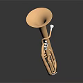 Three Decorative Shiny Trumpets In Gold Silver Copper As Living Supplies