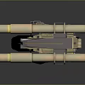 Single Wheel Mechanical Device With Brown Orange Turrets And Sci Fi Design