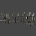 Heavy Duty Multi Level Industrial Platform Structures with Railings Stairs Support Frames and Grated Treads