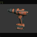 Orange And Black Cordless Power Drill With Ergonomic Grip And Rechargeable Battery
