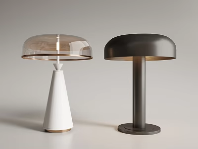 Modern Contemporary Table Lamps With White Black Bases And Transparent Glass Shades 3d model