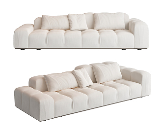 Modern Multiplayer Sofa Cream Multiplayer Sofa 3d model