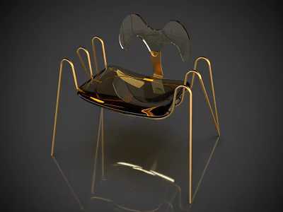 Modern Leisure Accent Chair With Gold Metal Frame And Unique Artistic Home Decor Design 3d model