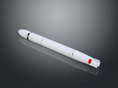 White Missile Weapon Featuring Red Markings And Sleek Aerodynamic Design Structure 3d model
