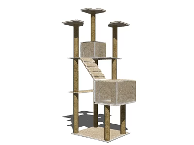 Multi Level Cat Tree With Staircase Platforms And Condo For Pet Play 3d model