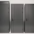 Three Modern Black Swing Doors Featuring Sleek Design And Matte Finish 3d model