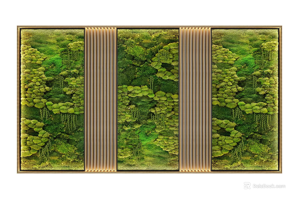 Decorative Indoor Living Plant Wall Design With Vertical Garden Panels And Natural Greenery 3d model 