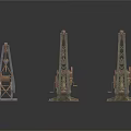 Three Different Design Functional Vehicle Models With Metal Structure Boom Pulley Hook And Stable Base