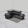 Modern Two Story Container Building With Balcony Staircase And Glass Facade