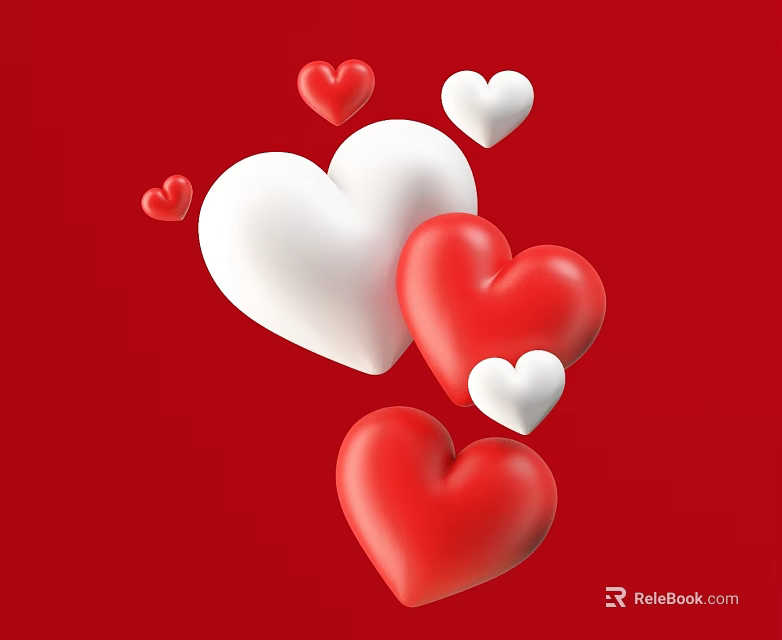 Commercial Decorative Equipment With Red And White Hearts Various Sizes On Red Background 3d model 