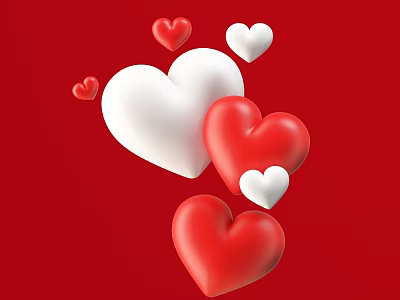 Commercial Decorative Equipment With Red And White Hearts Various Sizes On Red Background 3d model