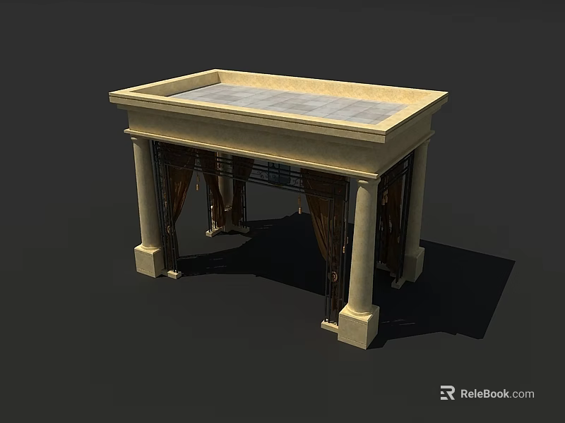 Classical Stone Pedestal Structure With Ornate Columns And Flat Top Design 3d model 