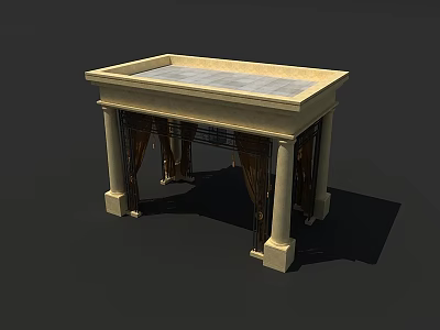 Classical Stone Pedestal Structure With Ornate Columns And Flat Top Design 3d model