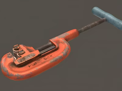 Orange Hardware Tool Model F14 With Blue Handle And Rustic Metal Components For Repair 3d model
